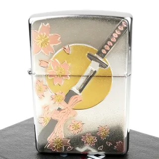 【ZIPPO】日系~傳統藝術-武士刀圖案電鑄板貼片加工打火機