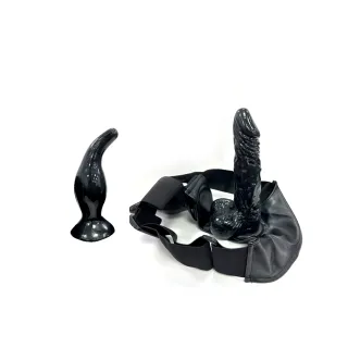 雙棒一起 穿戴老二+肛塞 可拆卸穿戴陽具褲(按摩棒.情趣用品.高潮)