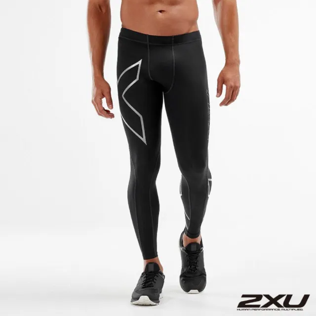 【2XU】男款 基礎壓縮長褲.緊身彈力褲.運動壓力褲(2XMA3849BBLKSIL 黑/銀)