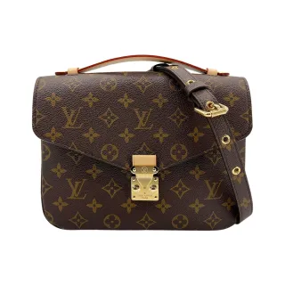 【Louis Vuitton 路易威登】Pochette Metis 字花帆布斜背郵差包(M44875-咖)