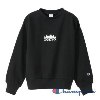 【Champion】官方直營-Womens 圓領Tokyo Logo大學長袖Tee-女(黑色)