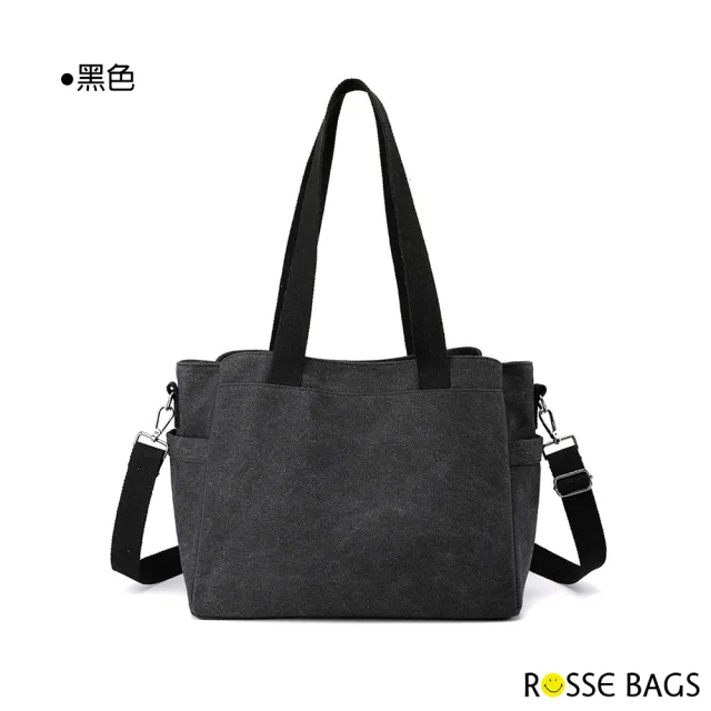 【Rosse Bags】簡約新款大容量帆布手提肩背托特包(現+預  卡其色 / 咖啡色 / 紫咖