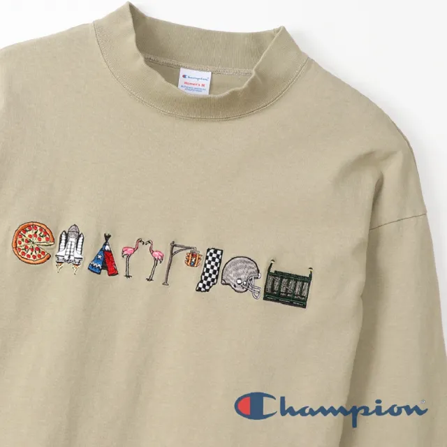 【Champion】官方直營-Womens刺繡Logo長袖Tee-女(深藍色)