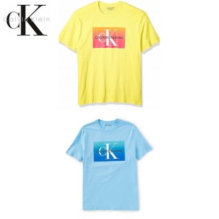 【Calvin Klein 凱文克萊】CK 圓領 印刷LOGO漸層變色 短袖 T恤 上衣 兩色(純棉短T)