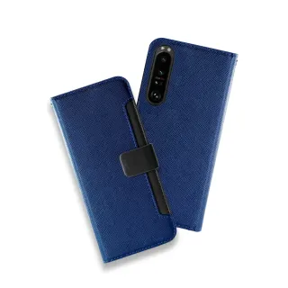 【CASE SHOP】SONY Xperia 1 IV 側掀站立式皮套-藍(隱藏收納功能)