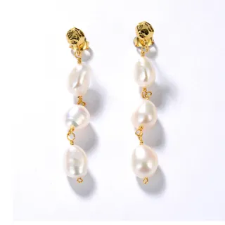 【Jpqueen】浪漫巴洛克珍珠氣質耳環(白色)