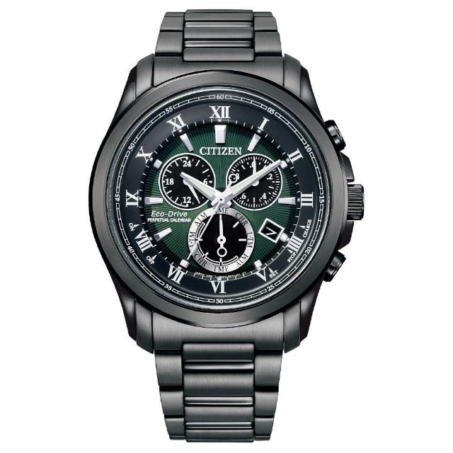 【CITIZEN 星辰】GENTS 三眼計時萬年曆光動能男錶/43mm 父親節 (BL5547-89X)
