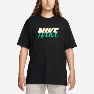 【NIKE 耐吉】短袖 NSW 男款 黑 綠 純棉 寬鬆 落肩 大LOGO 棉T 短T(FD1287-010)