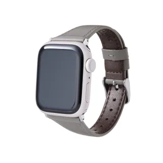 【Gramas】Apple Watch 38/40/41mm 莫蘭迪仕女真皮錶帶(灰)