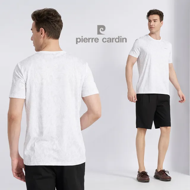 【pierre cardin 皮爾卡登】商務休閒 男款 印花短袖圓領衫-白色(5227263-90)