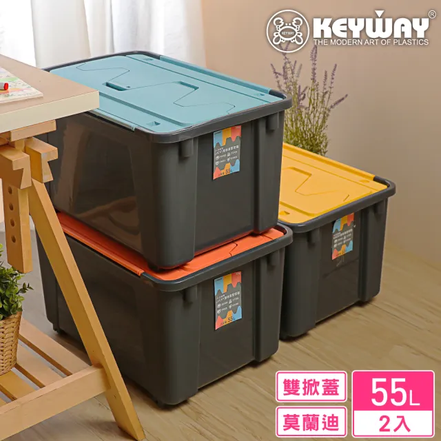 【KEYWAY 聯府】萊昂雙掀蓋整理箱55L-2入(收納箱 MIT台灣製造)