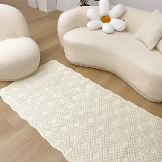 【MYUMYU 沐慕家居】立體菱格客廳臥室床邊止滑地毯(70x150公分)