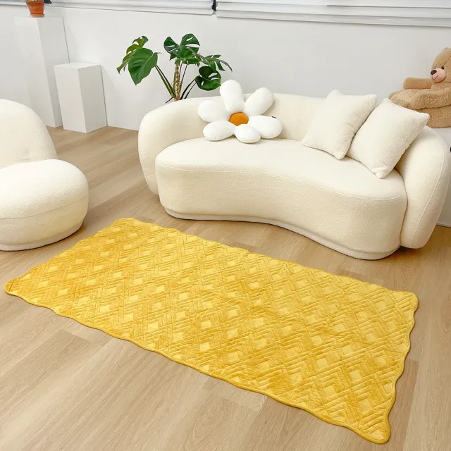 【MYUMYU 沐慕家居】立體菱格客廳臥室床邊止滑地毯(70x150公分)
