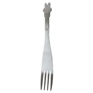 【小禮堂】Miffy 米飛兔 造型不鏽鋼叉子 L 《銀站立款》(平輸品) 米菲兔