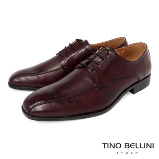 【TINO BELLINI 貝里尼】男款 微方頭牛皮光澤流線造型紳士鞋HM3T0011(安可拉紅)