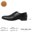 【TINO BELLINI 貝里尼】男款 微方頭牛皮光澤流線造型紳士鞋HM3T0011(黑)