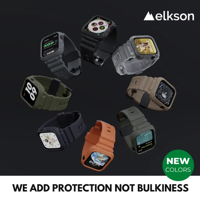 【elkson】AppleWatch 9/8/7/6/5/4/SE  QuattroPro柔韌透氣TPU一體成形軍規錶帶44/45mm(適用新款S9)