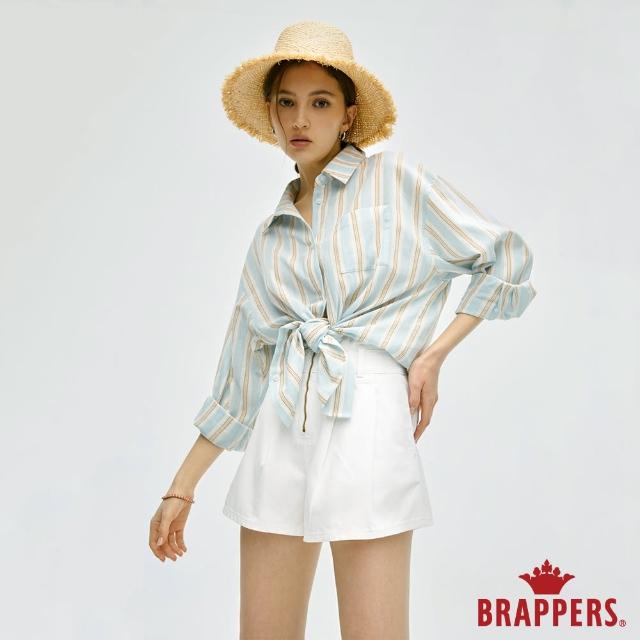 【BRAPPERS】雙11 女款 知性條紋寬鬆襯衫(淺藍)