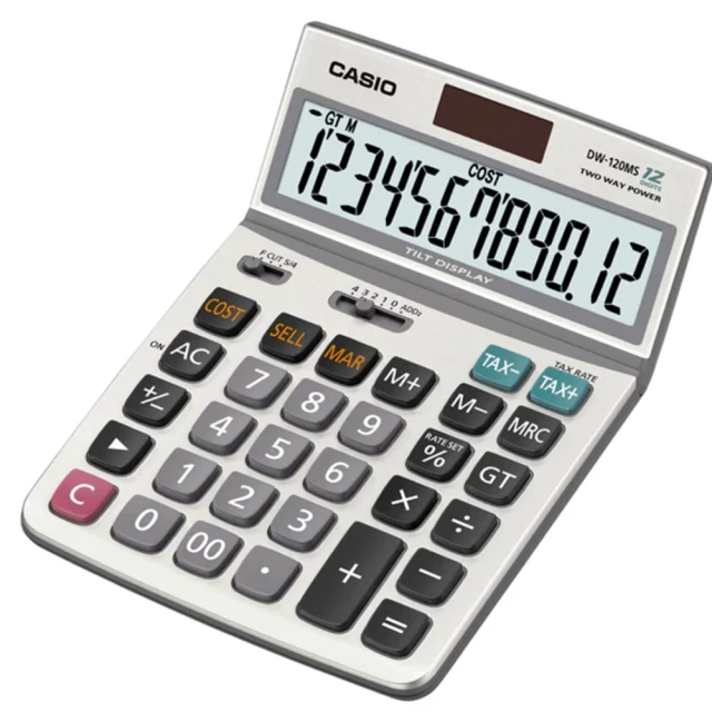 【CASIO 卡西歐】可摺式螢幕桌上型12位數計算機(DW-120MS)
