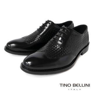 【tino bellini 貝里尼】男款 牛皮革編織工藝牛津紳士鞋hm3o0007(黑)