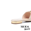 【MODA Moday】華麗質感鍊條牛皮方頭低跟拖鞋(粉)