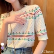 【ACheter】小穀粒溫柔鏤空繡花針織上衣#112415現貨+預購(3色)