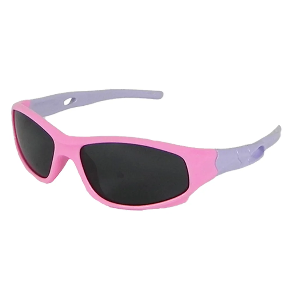 【Docomo】橡膠兒童運動眼鏡　高等級偏光鏡片　專業太陽眼鏡設計款　配戴超舒適　質感粉色(抗UV400)
