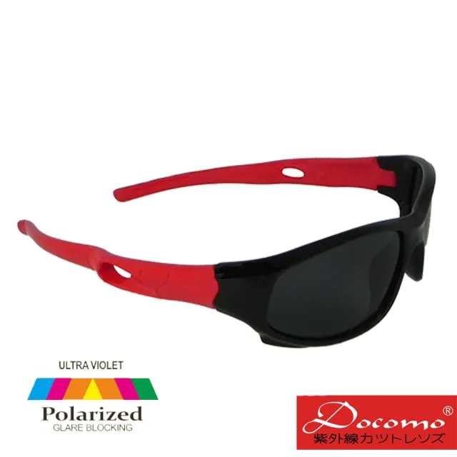 【Docomo】橡膠兒童運動眼鏡　高等級偏光鏡片　專業太陽眼鏡設計款　配戴超舒適(抗UV400)