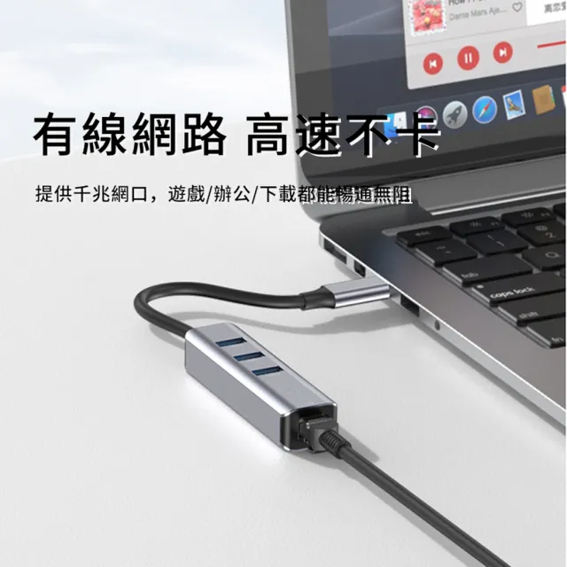 【ANTIAN】四合一千兆網卡轉接器 Type-C網卡轉換器 USB轉RJ45網口擴展器 筆記本網口拓展器