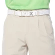 【Lynx Golf】男款彈性舒適基本款後袋蓋設計雙折休閒短褲(卡其色)