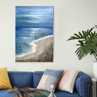 【御畫房】海天一線 手繪抽象油畫60x90cm無框掛畫(6090-505)
