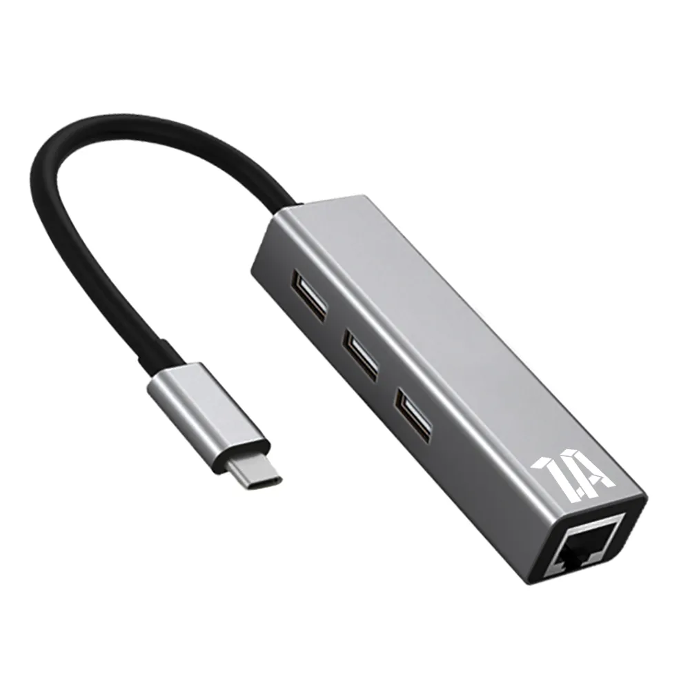 【ZA喆安】4合1 Type C Hub集線多功能高速RJ45乙太網路USB轉接器(M1/M2 acBook Type-C Hub網卡)