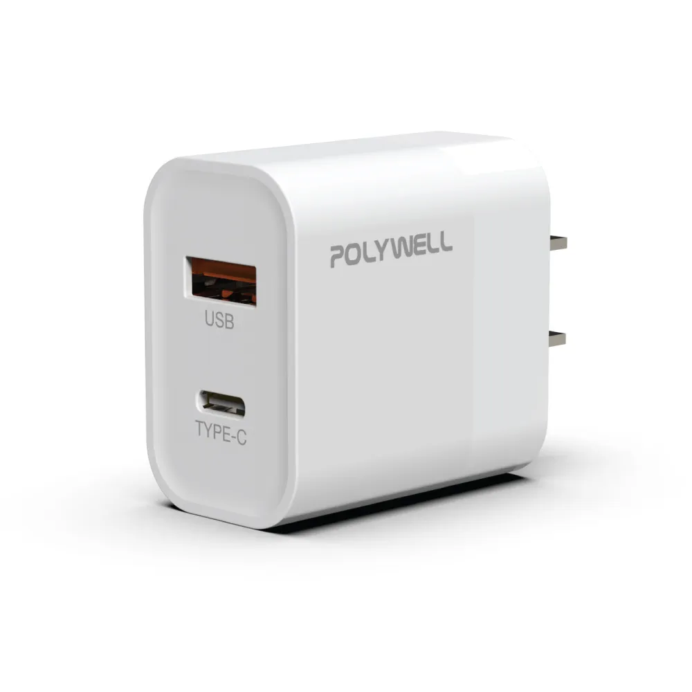 【POLYWELL】30W雙孔快充組 Type-A/C充電器+Type-C 3A快充線 1M(適用於iPad 安卓快充設備)