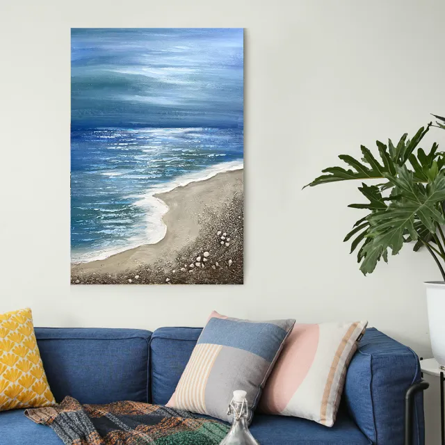 【御畫房】海天一線 手繪抽象油畫60x90cm無框掛畫(6090-505)