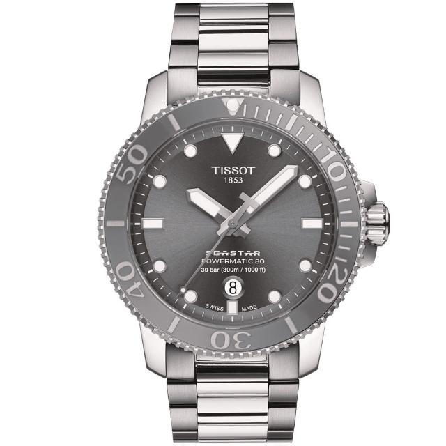 【TISSOT 天梭 官方授權】Seastar 1000海星300米潛水機械錶-43mm 情人節 禮物(T1204071108101)