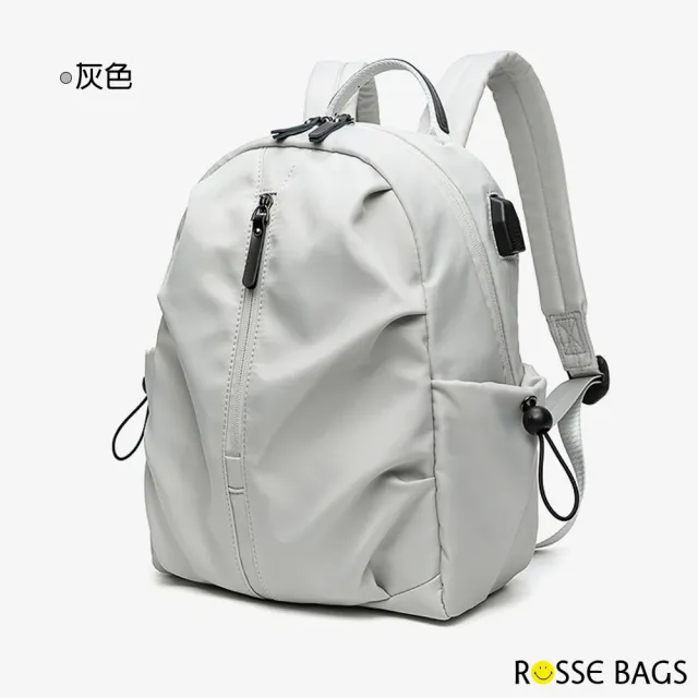【Rosse Bags】簡約多用途充電旅行雙肩後背包(現+預  粉色 / 灰色 / 黑色)