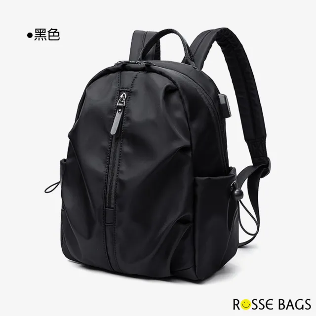 【Rosse Bags】簡約多用途充電旅行雙肩後背包(現+預  粉色 / 灰色 / 黑色)