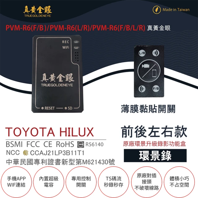 真黃金眼 PVM-R6 TOYOTA HILUX 原廠環景系統鏡頭 前後左右升級錄影功能盒(薄膜黏貼開關 環景錄)