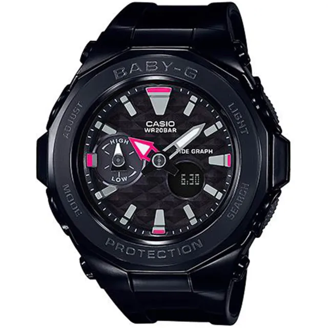 【CASIO 卡西歐】Baby-G 海灘時尚格紋雙顯手錶/黑 雙11 送禮(BGA-225G-1A)