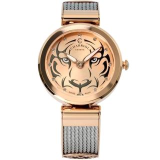 【CHARRIOL 夏利豪】Forever Tiger 永恆老虎鋼索手錶-32mm 禮物 送禮(FE32102029)