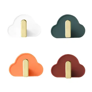 【Dagebeno荷生活】加長鉤爪設計雲朵造型輕奢燙金色無痕強力掛勾背膠勾(1組四入)