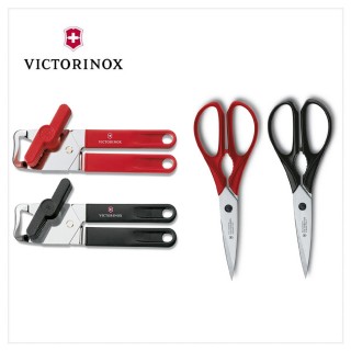 【VICTORINOX 瑞士維氏】開罐器+多功能廚房剪 組合 任選二色