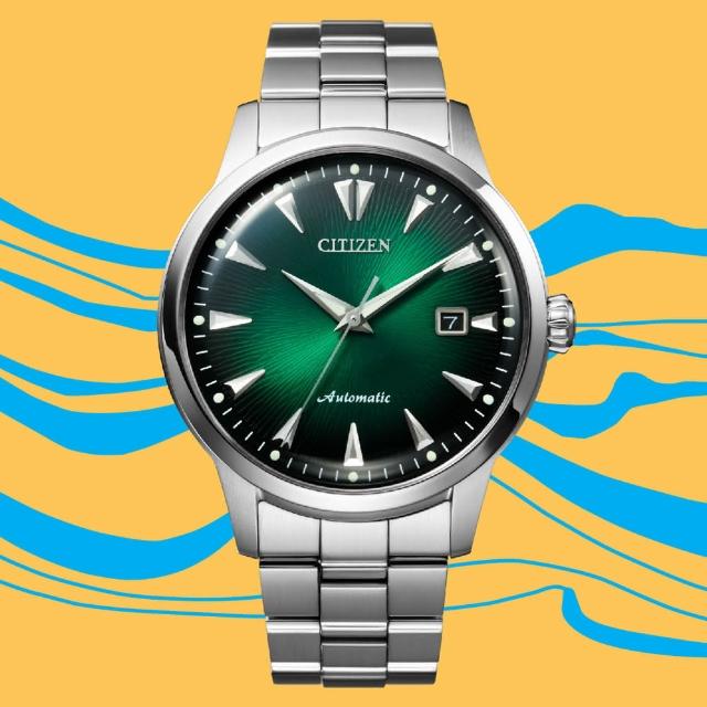 【CITIZEN 星辰】Mechanical 限量黑潮再現機械錶-綠x銀/41mm 母親節限定(NK0007-88X)