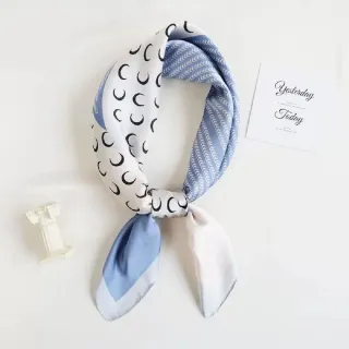 【vivi 流行生活館】春秋夏天新款百搭領巾.小方巾(042020藍米)