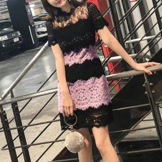【BBHONEY】氣質睫毛蕾絲 性感鏤空洋裝 小禮服(網美必備款)
