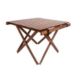 【LIFECODE】可調高度櫸木蛋捲桌/折疊桌60x60cm(2色可選)