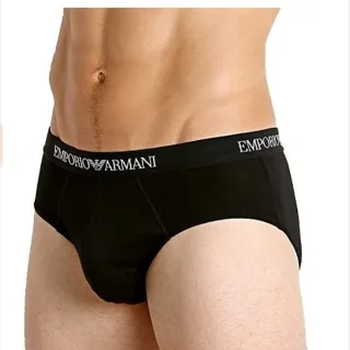 【EMPORIO ARMANI】2022男時尚經典棉質黑色三角內著3件組-網