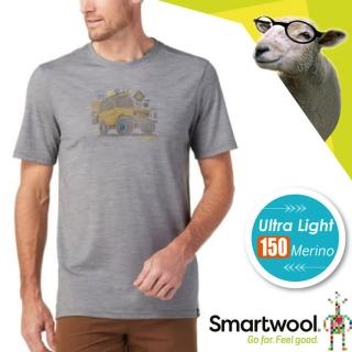 【SmartWool】男 Merino Sport 150 抗菌控溫羊毛短袖排汗衣 吉普車探險(SW016570 淺灰色)