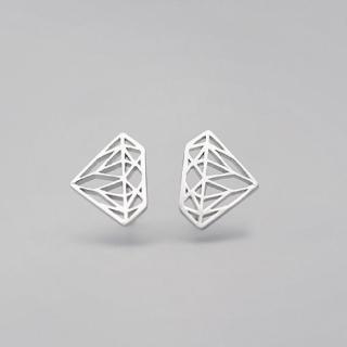 【Sayaka 紗彌佳】耳環 飾品 鏤空鑽石造型針式耳環