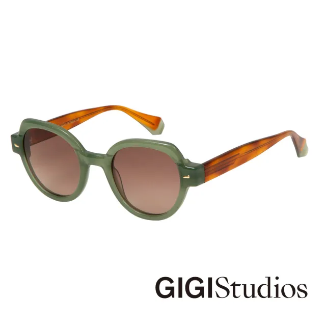 【GIGI Studios】先鋒系列個性微圓框太陽眼鏡(抹茶綠 - MAGGUIE-6632/7)